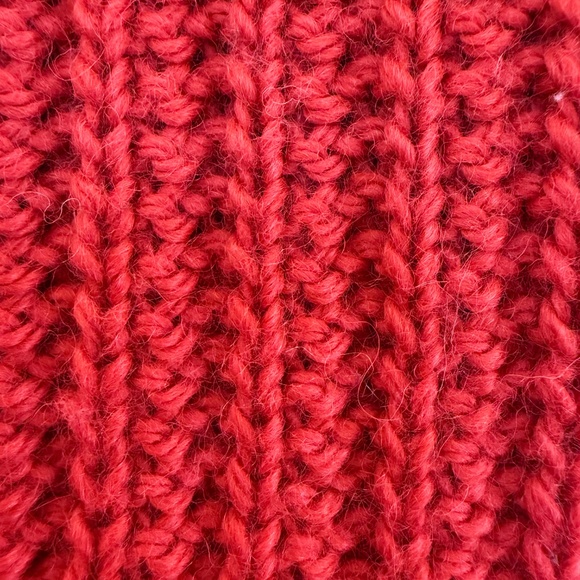 Coach Red Wool-Blend Ribbed Infinity Scarf – Soft, Chunky Knit – 17" x 66" - Picture 10 of 10